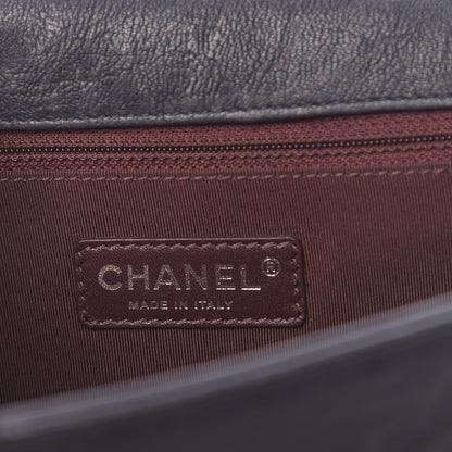 Chanel Crumpled Lambskin New Medium Studded Boy Flap Navy 6 of 17