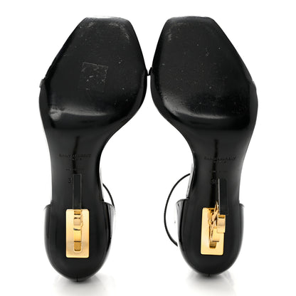 Saint Laurent Patent Calfskin Opyum 110 Sandals 38.5 Black Gold 5 of 8