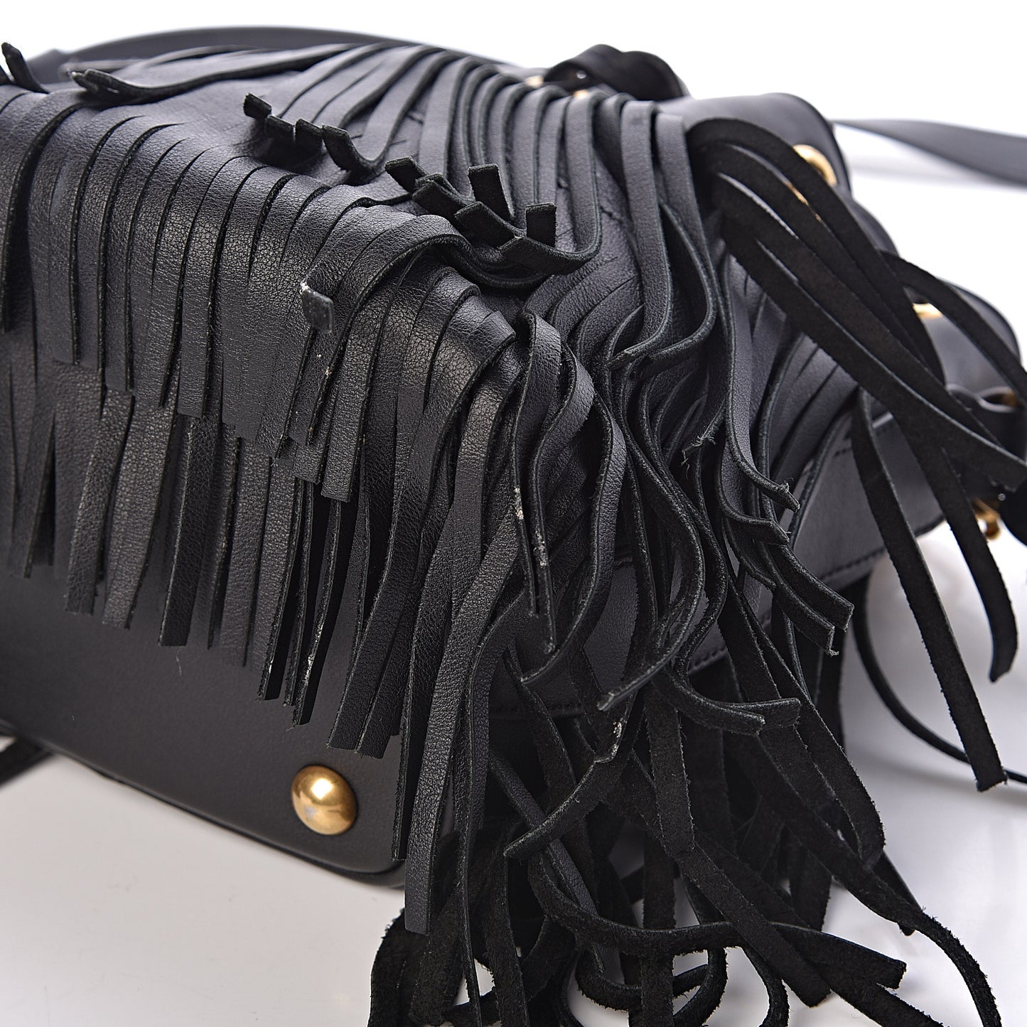 Calfskin Small Emmanuelle Fringe Hobo Bag Black