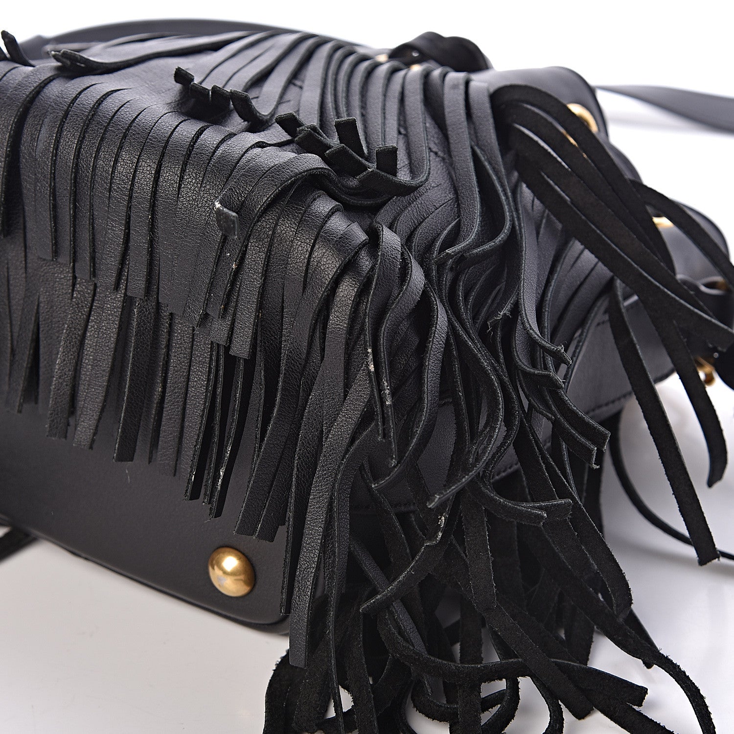 Saint Laurent Calfskin Small Emmanuelle Fringe Hobo Bag Black 9 of 9