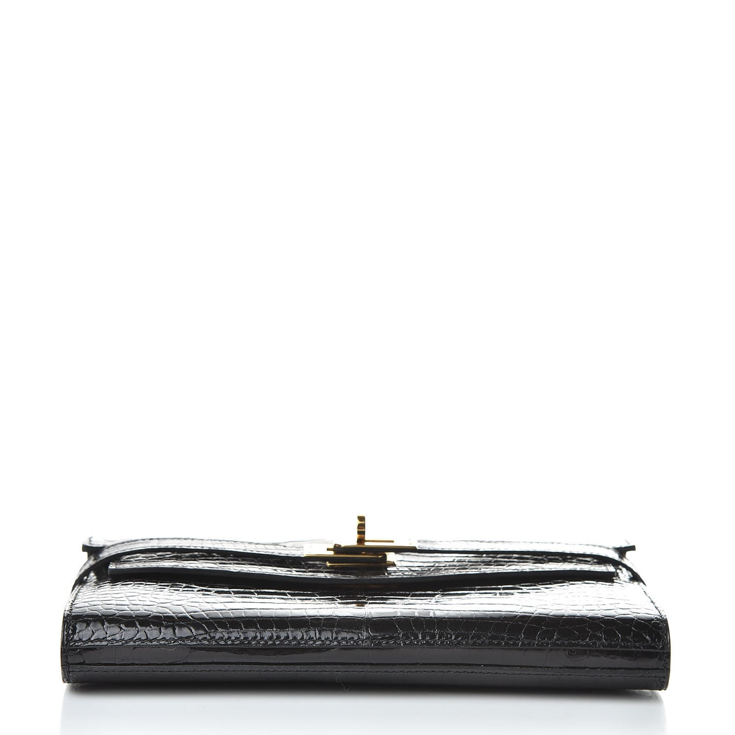Shiny Alligator Kelly Longue Wallet Black