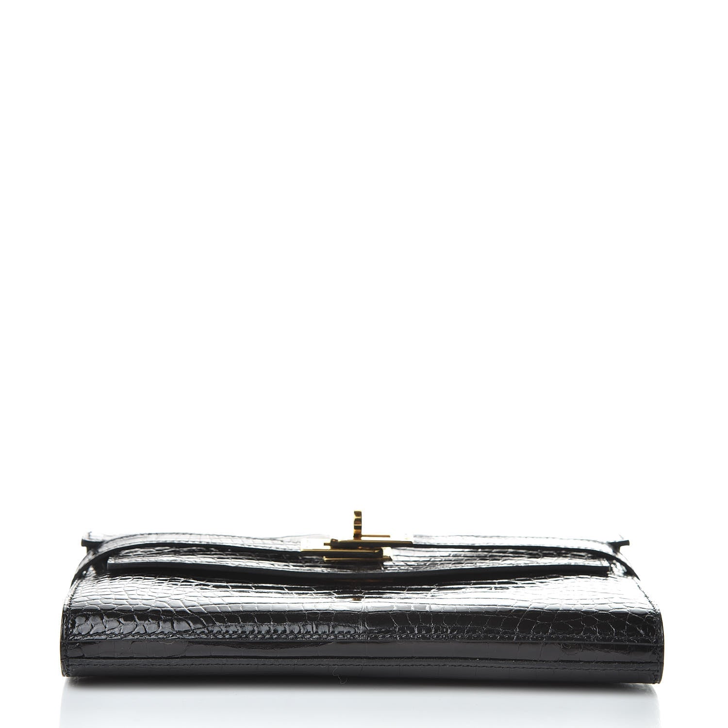 Hermes Shiny Alligator Kelly Longue Wallet Black 6 of 21