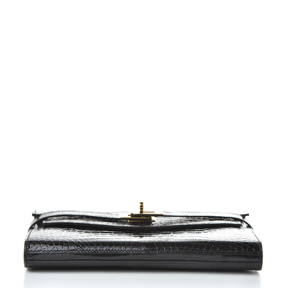 Hermes Shiny Alligator Kelly Longue Wallet Black 6 of 21