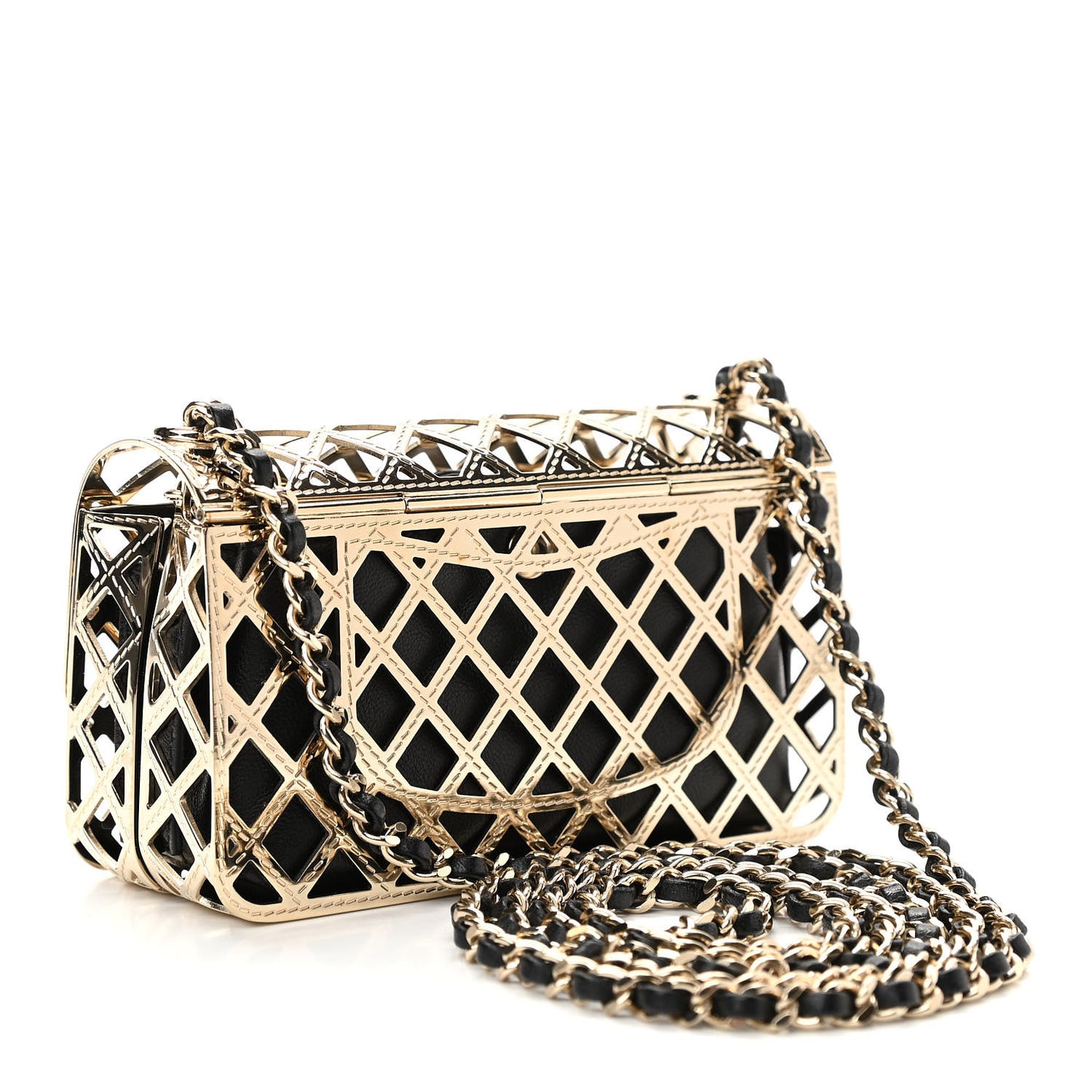 Metal Quilted Mini Rectangular Flap Gold