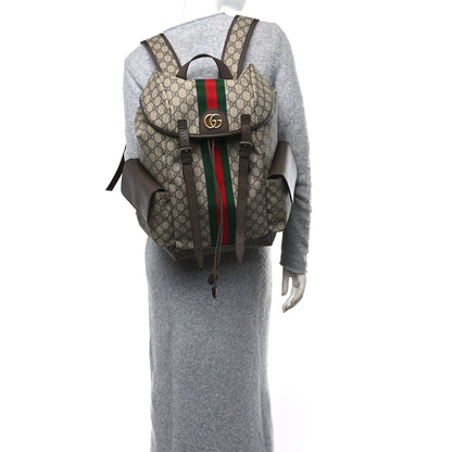 Gucci GG Supreme Monogram Medium Ophidia Double Buckle Backpack Brown 2 of 10