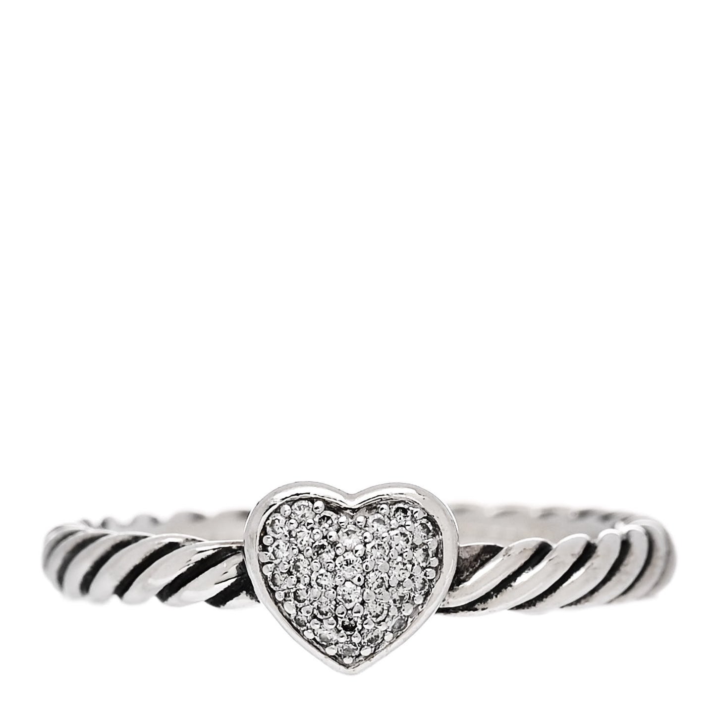 Sterling Silver Diamond Cable Classics Heart Ring 50 5.5