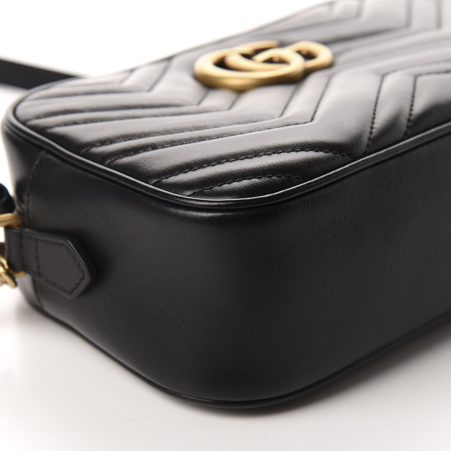 Gucci Calfskin Matelasse Small GG Marmont Chain Shoulder Bag Black 5 of 9