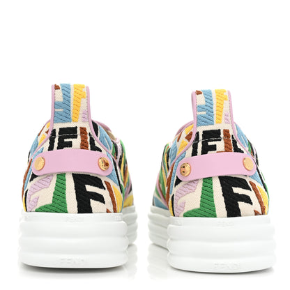 Fendi X SARA COLEMAN Canvas FF Vertigo Embroidered Womens Rise Slip On Sneakers 39 Grezzo Multicolor 4 of 12