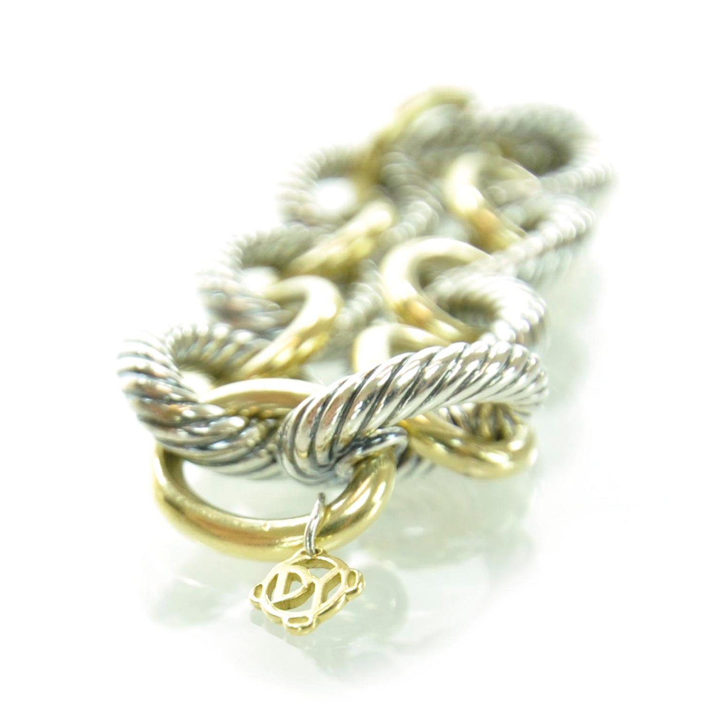 Sterling Silver 18K Yellow Gold 17mm Extra Large Oval Link Bracelet