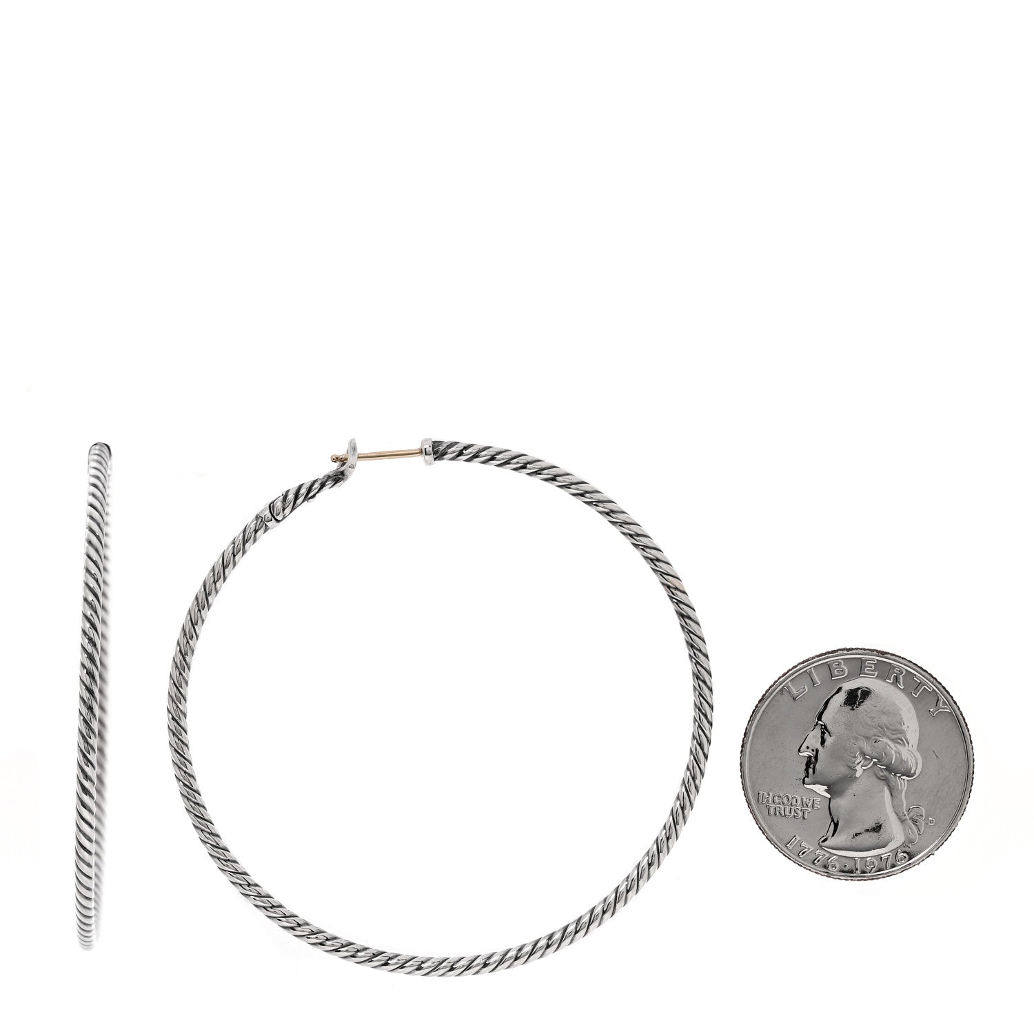 David Yurman Sterling Silver Extra Large Cable Classics Hoop Earrings 2 of 4