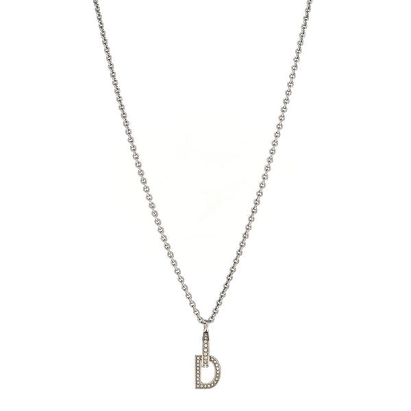 Christian Dior Metal Crystal CD Lock Necklace Silver 1836231