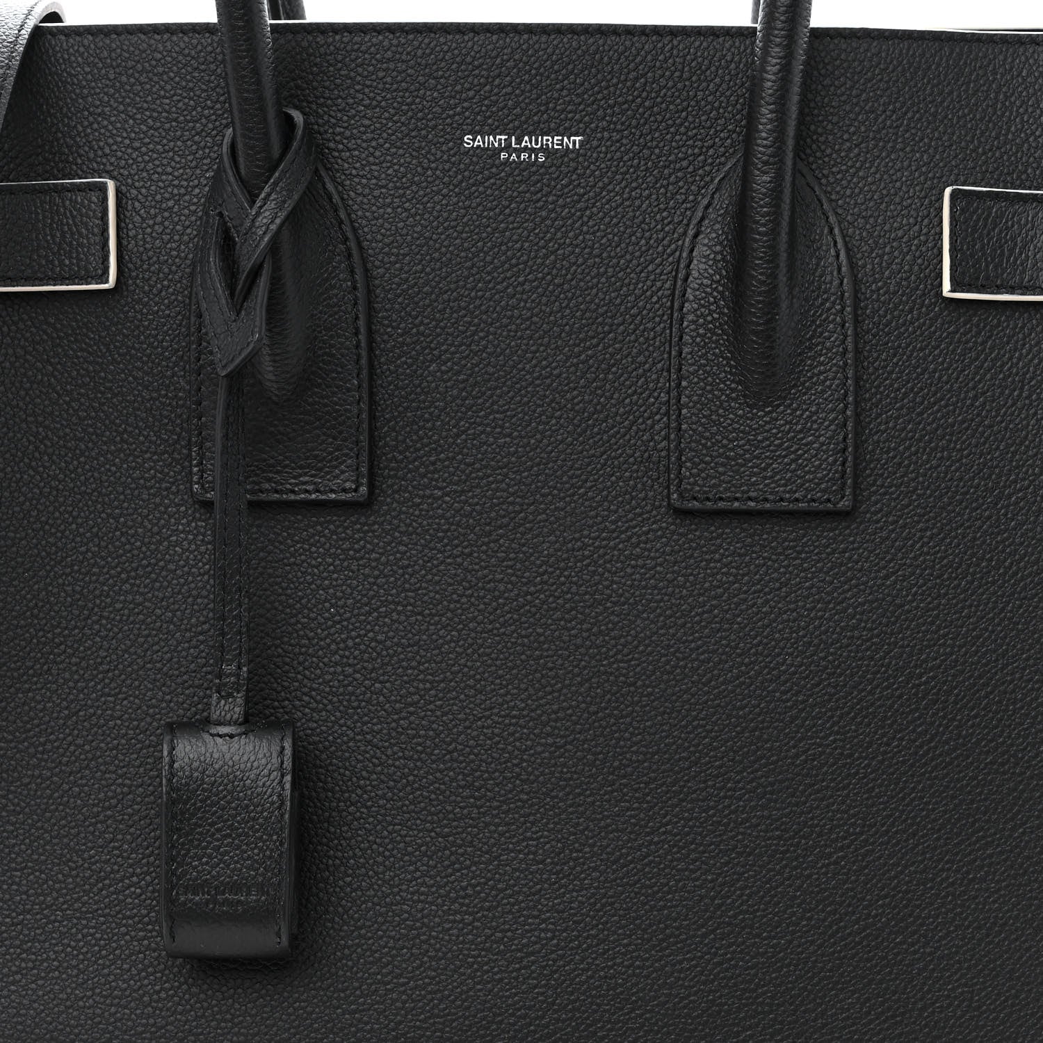 Saint Laurent Grained Calfskin Topstitch Small Sac De Jour Black Porcelain 10 of 12