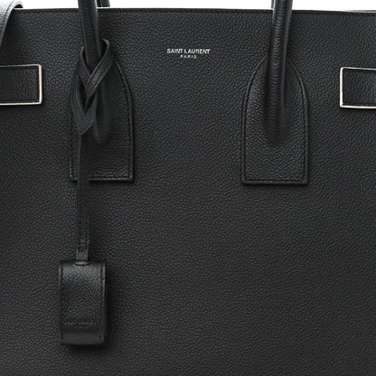 Saint Laurent Grained Calfskin Topstitch Small Sac De Jour Black Porcelain 10 of 12