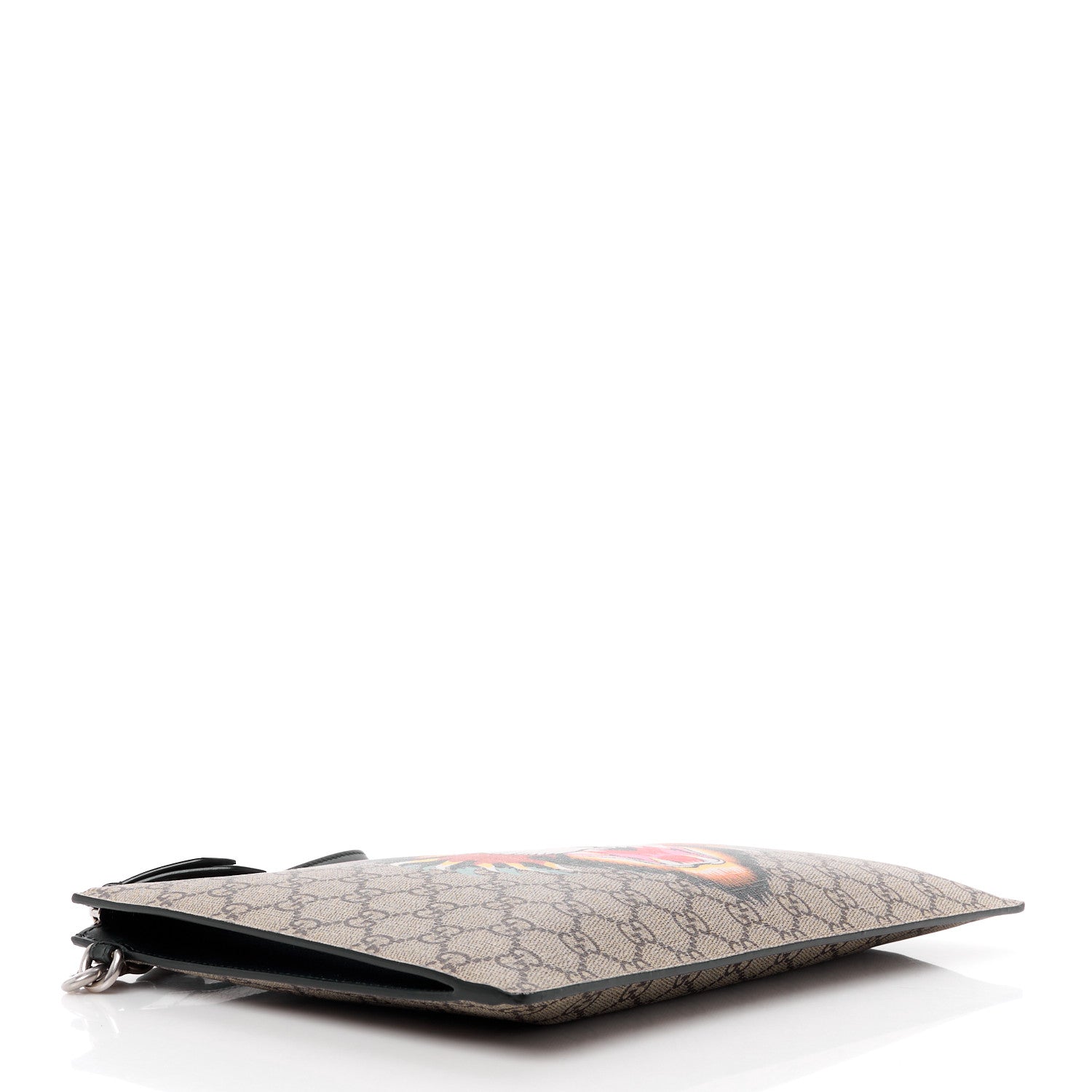 Gucci GG Supreme Monogram Angry Cat Zip Wristlet Pouch Beige 4 of 11