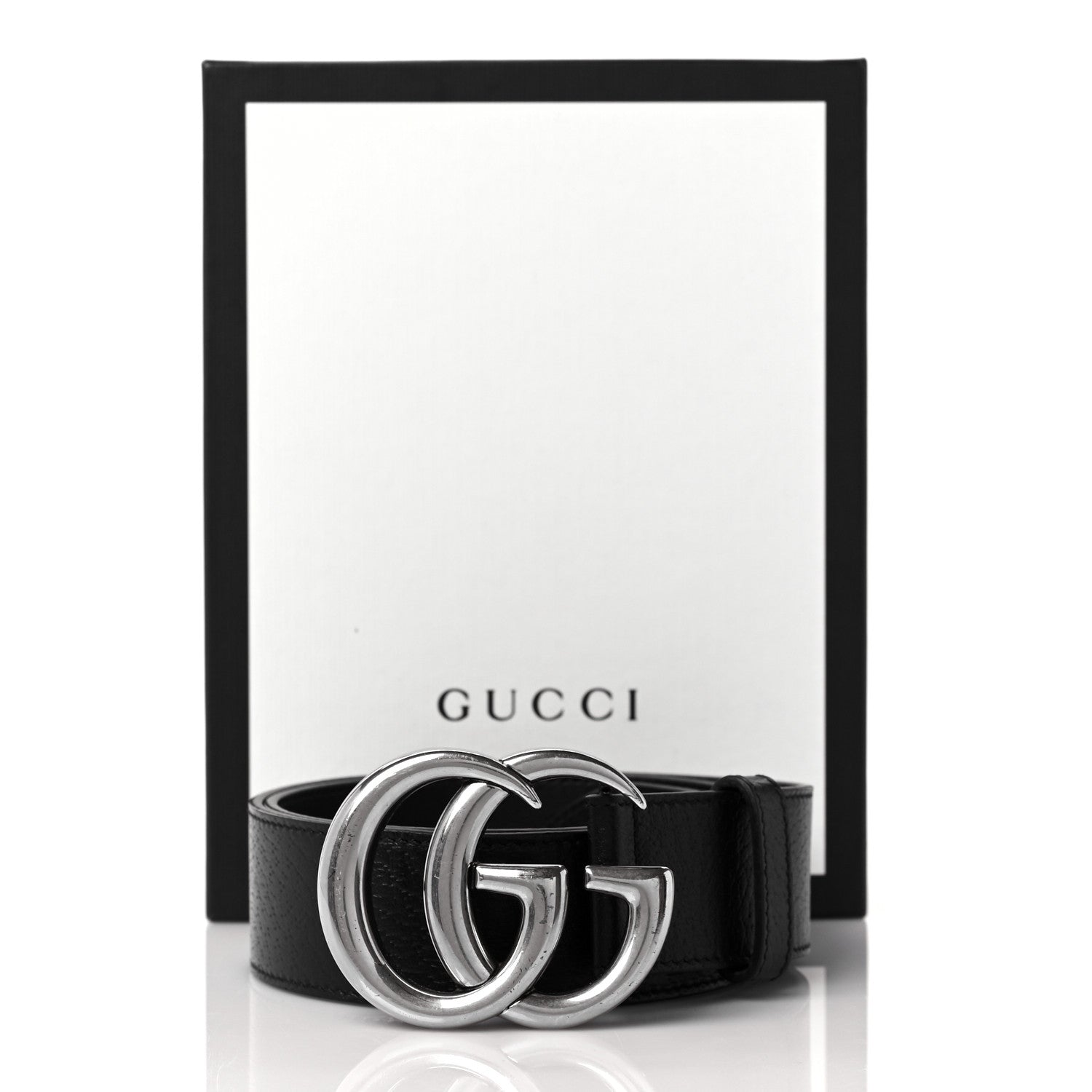 Gucci Textured Dollar Calfskin Nickel Double G 40mm Belt 70 28 Black 6 of 6