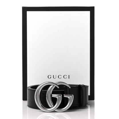 Gucci Textured Dollar Calfskin Nickel Double G 40mm Belt 70 28 Black 6 of 6