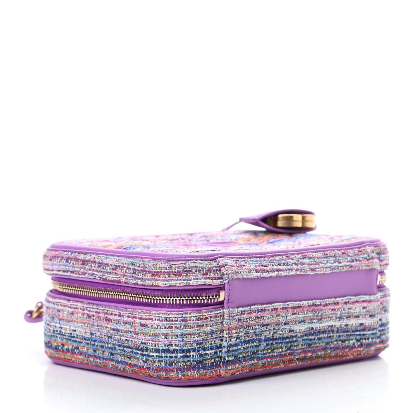 Tweed Quilted Medium CC Filigree Vanity Case Purple Multicolor