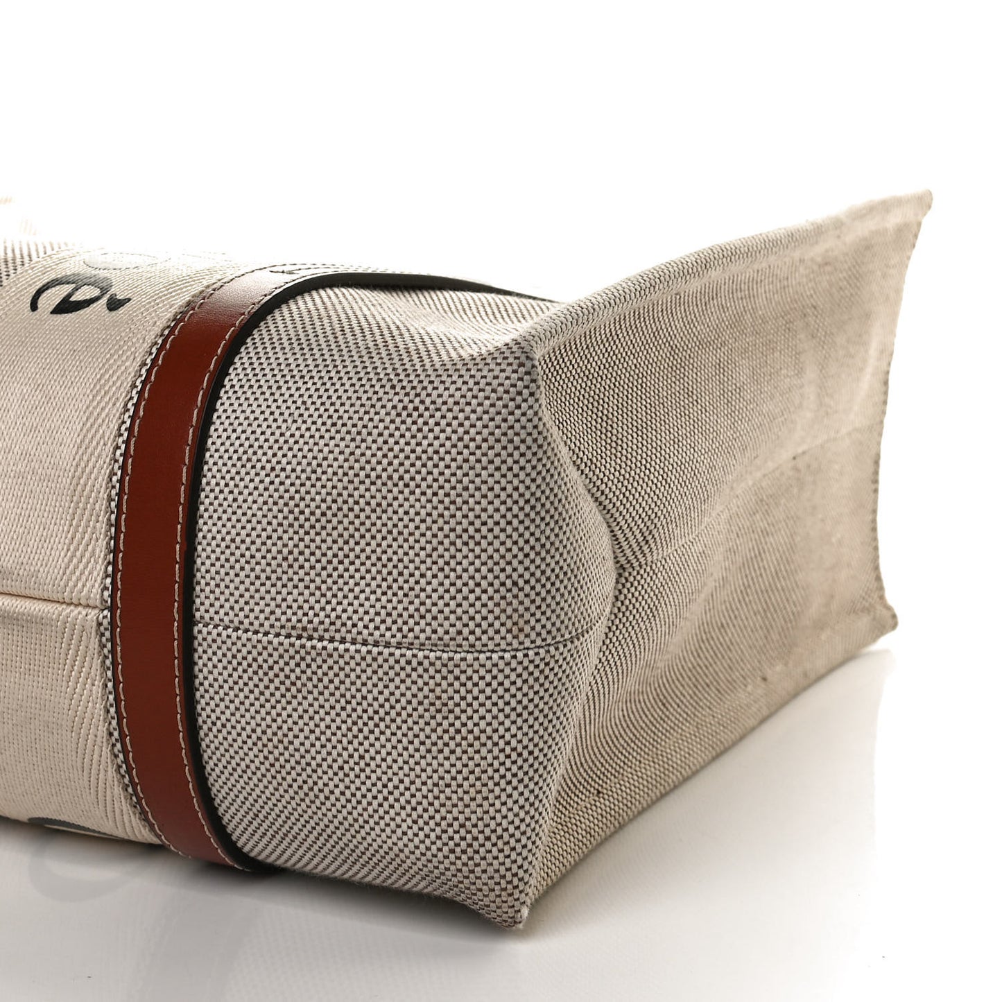 Cotton Calfskin Medium Woody Ribbon Tote White Brown