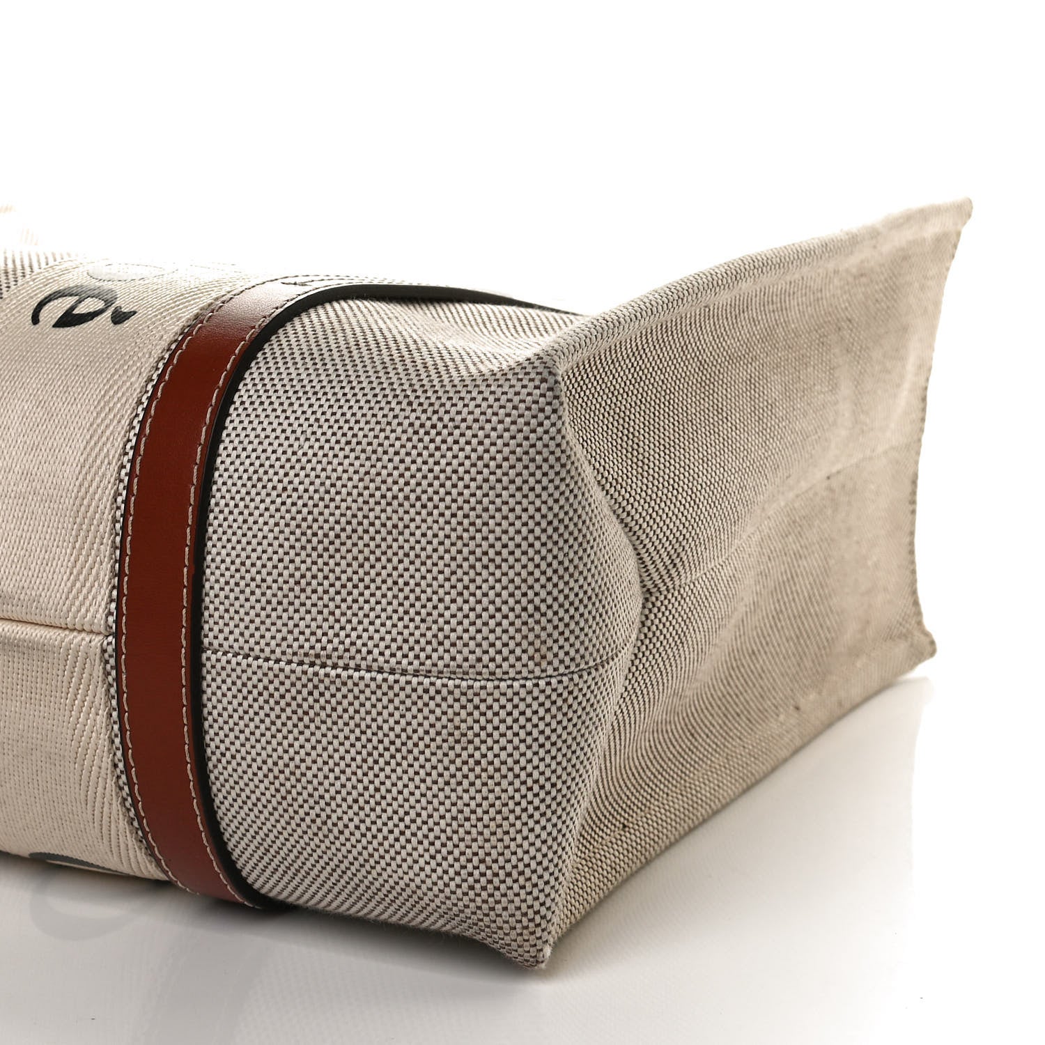 Chloe Cotton Calfskin Medium Woody Ribbon Tote White Brown 12 of 12