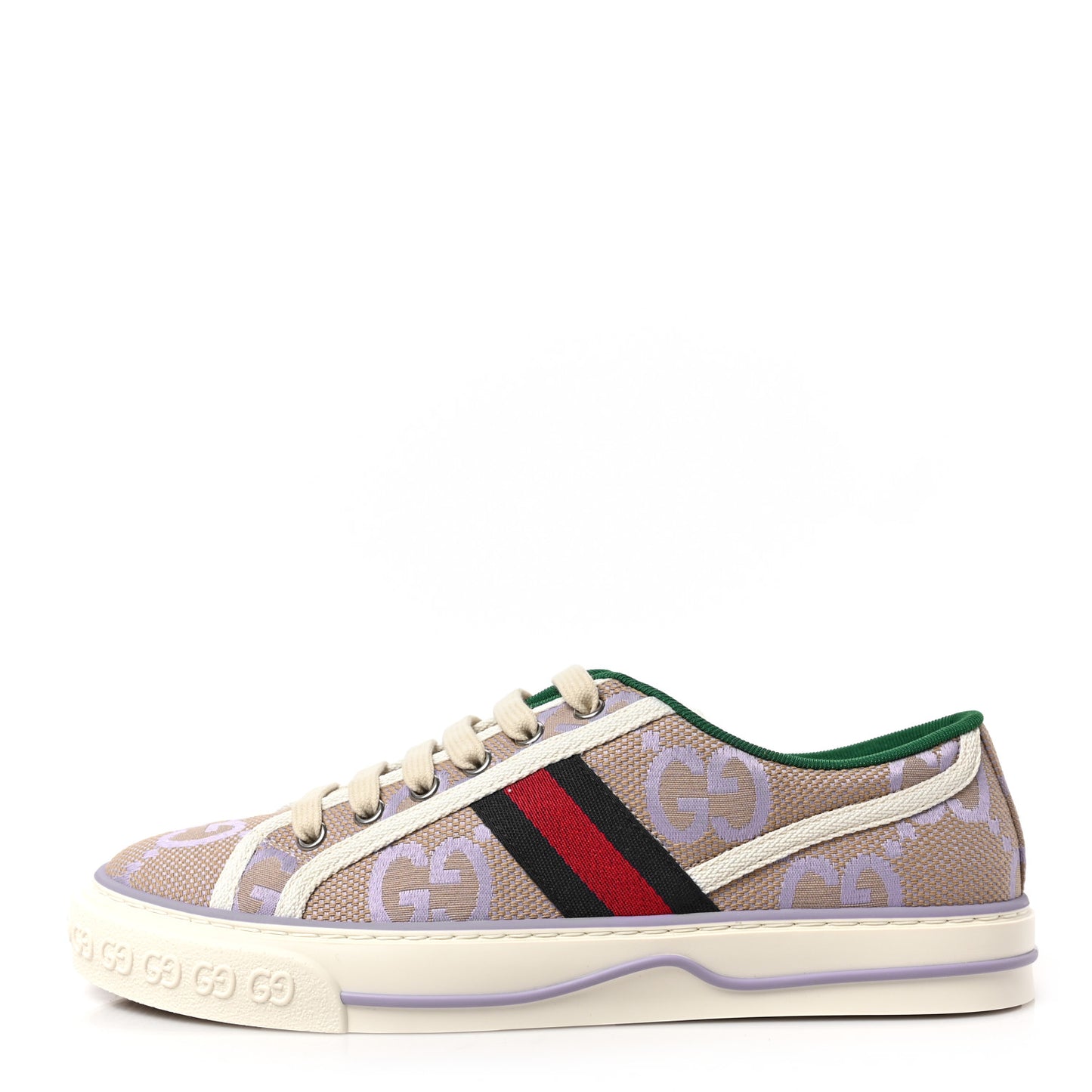 Monogram Jumbo GG Web Womens 1977 Tennis Sneakers 39 Beige Lapis Mystic White