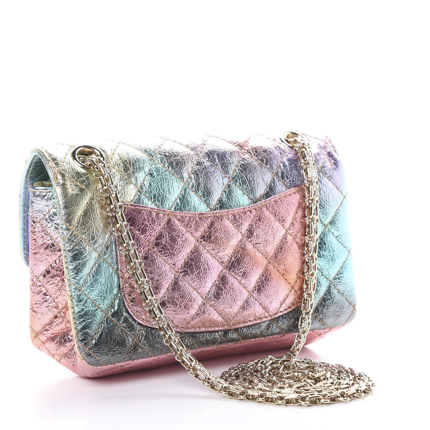 Metallic Goatskin Quilted Mini 2.55 Reissue Flap Multicolor