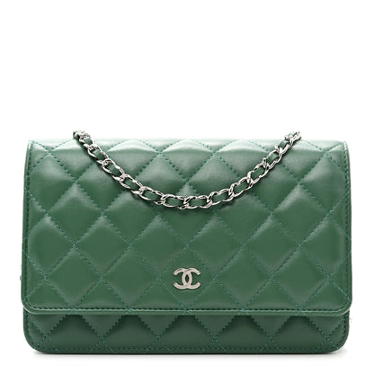 Chanel Lambskin Quilted Wallet On Chain WOC Green 1 of 11