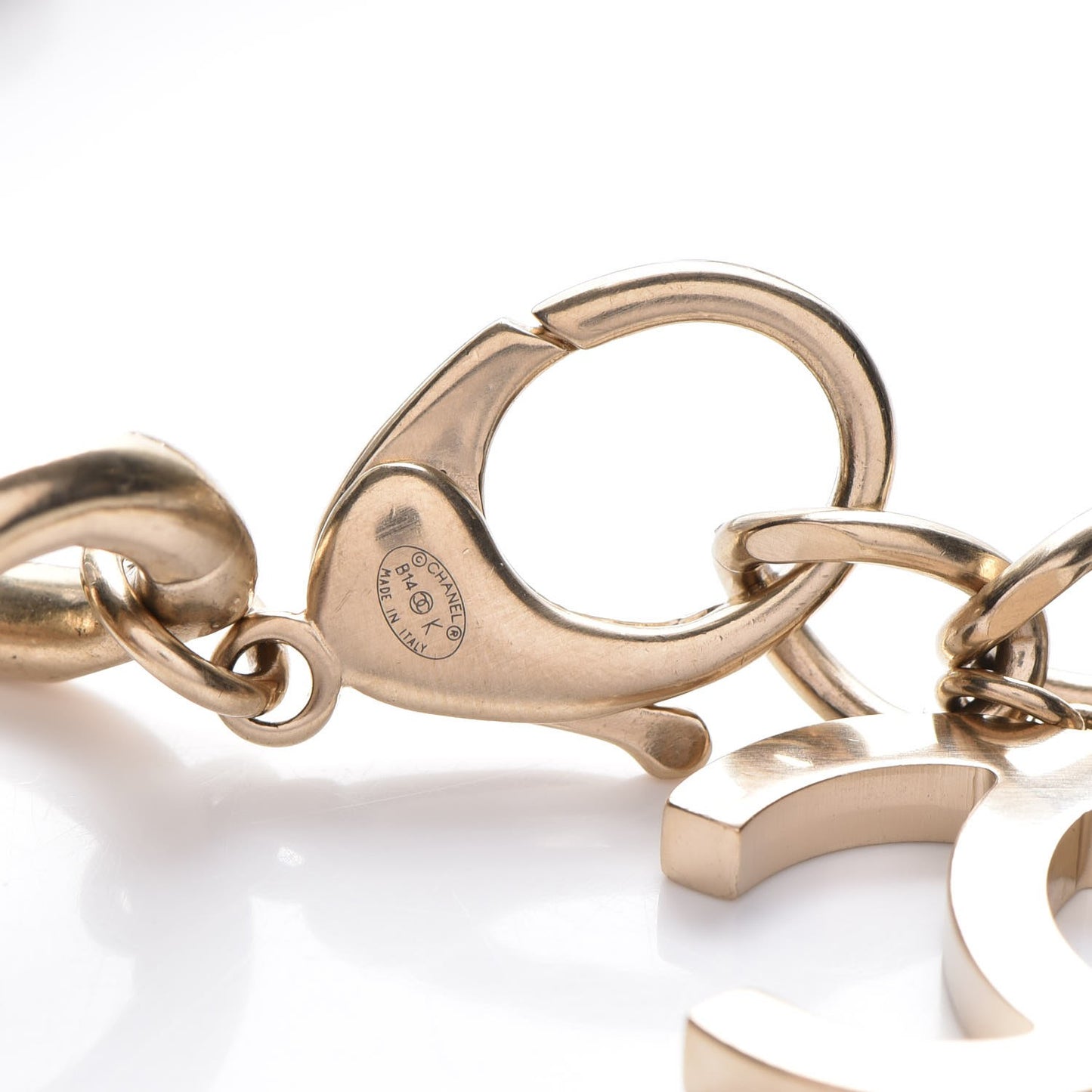 Tweed CC Padlock Chain Necklace Gold Multicolor