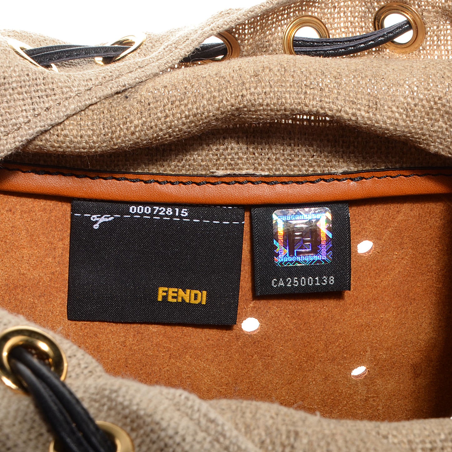 Calfskin Linen Perforated Medium B Fab Tote Miel Grezzo