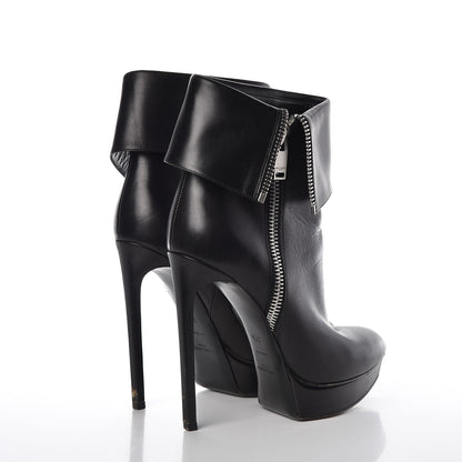 Saint Laurent Calfskin Janis 105 Fold Over Ankle Boots 37.5 Black 4 of 17