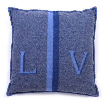 Louis Vuitton Wool Cashmere Cushion Pillow Blue Gray 1 of 3