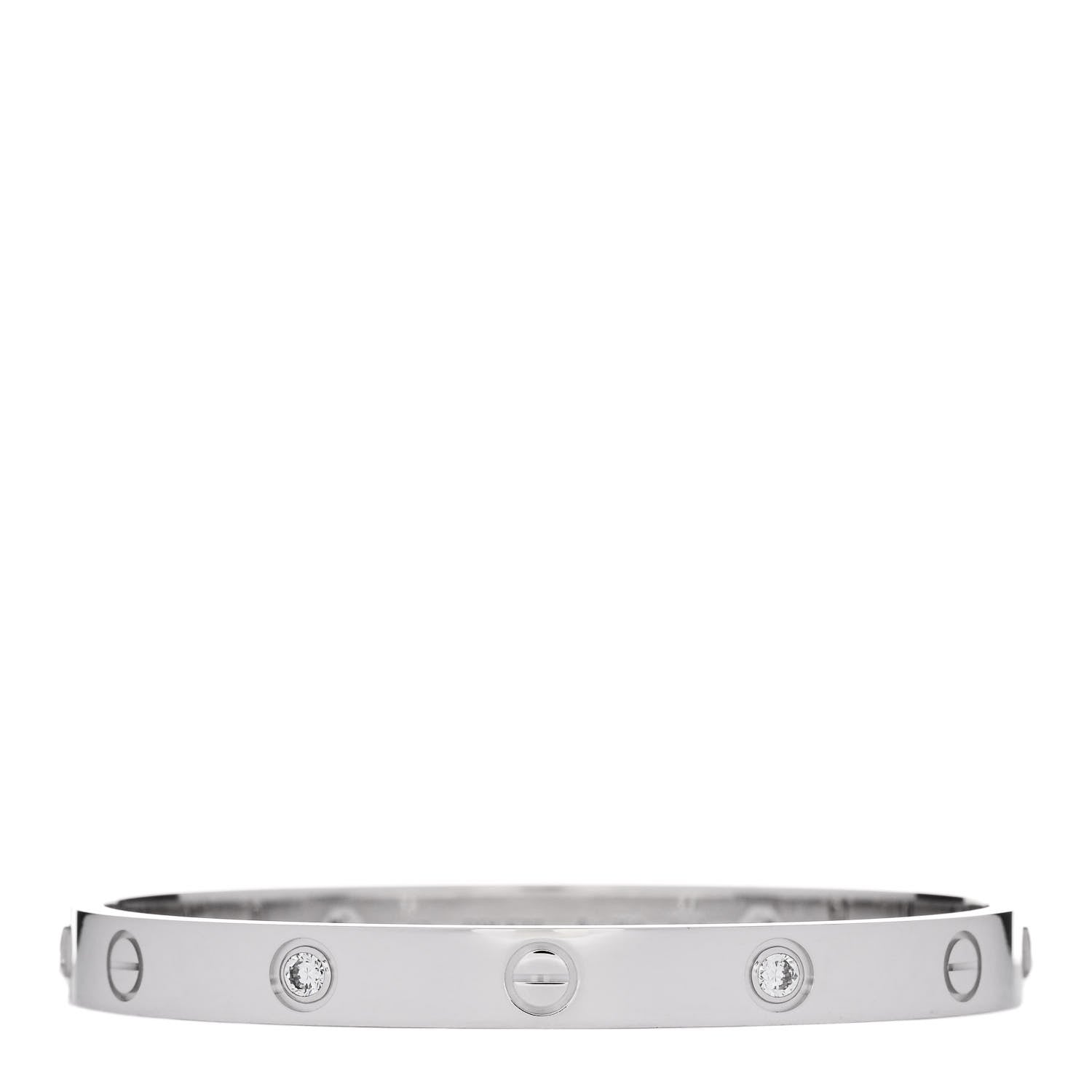 Cartier 18K White Gold 4 Diamond Love Bracelet 17 1 of 9