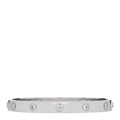 Cartier 18K White Gold 4 Diamond Love Bracelet 17 1 of 9