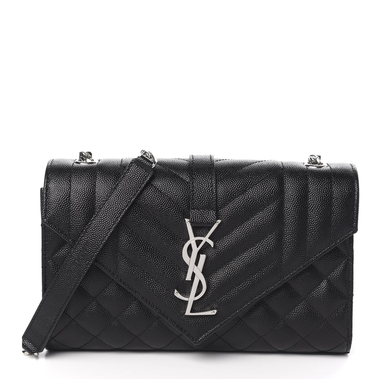 Grain De Poudre Textured Mixed Matelasse Triquilt Small Monogram Satchel Black
