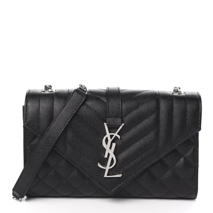 Saint Laurent Grain De Poudre Textured Mixed Matelasse Triquilt Small Monogram Satchel Black 2 of 8
