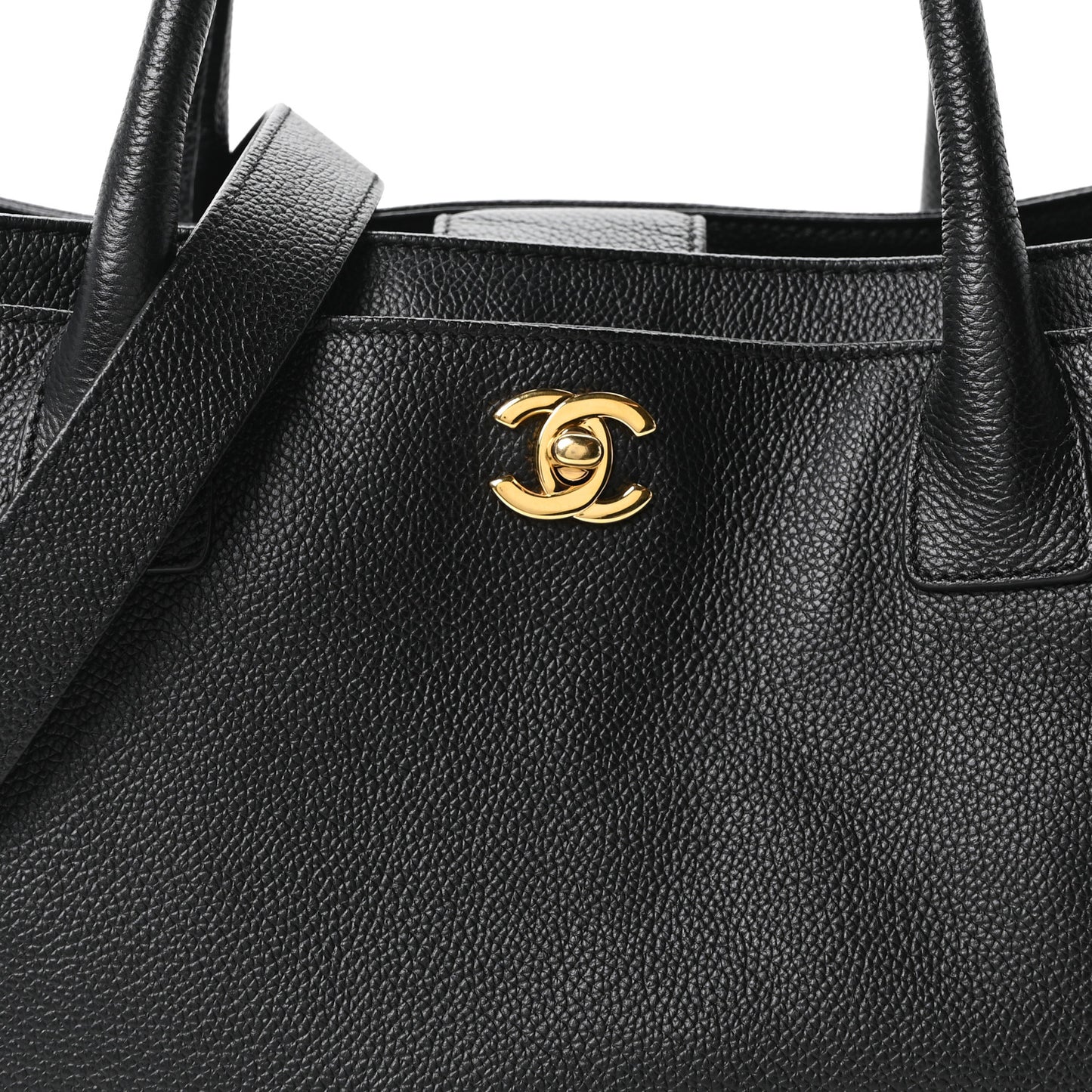 Calfskin Cerf Executive Shopper Tote Black