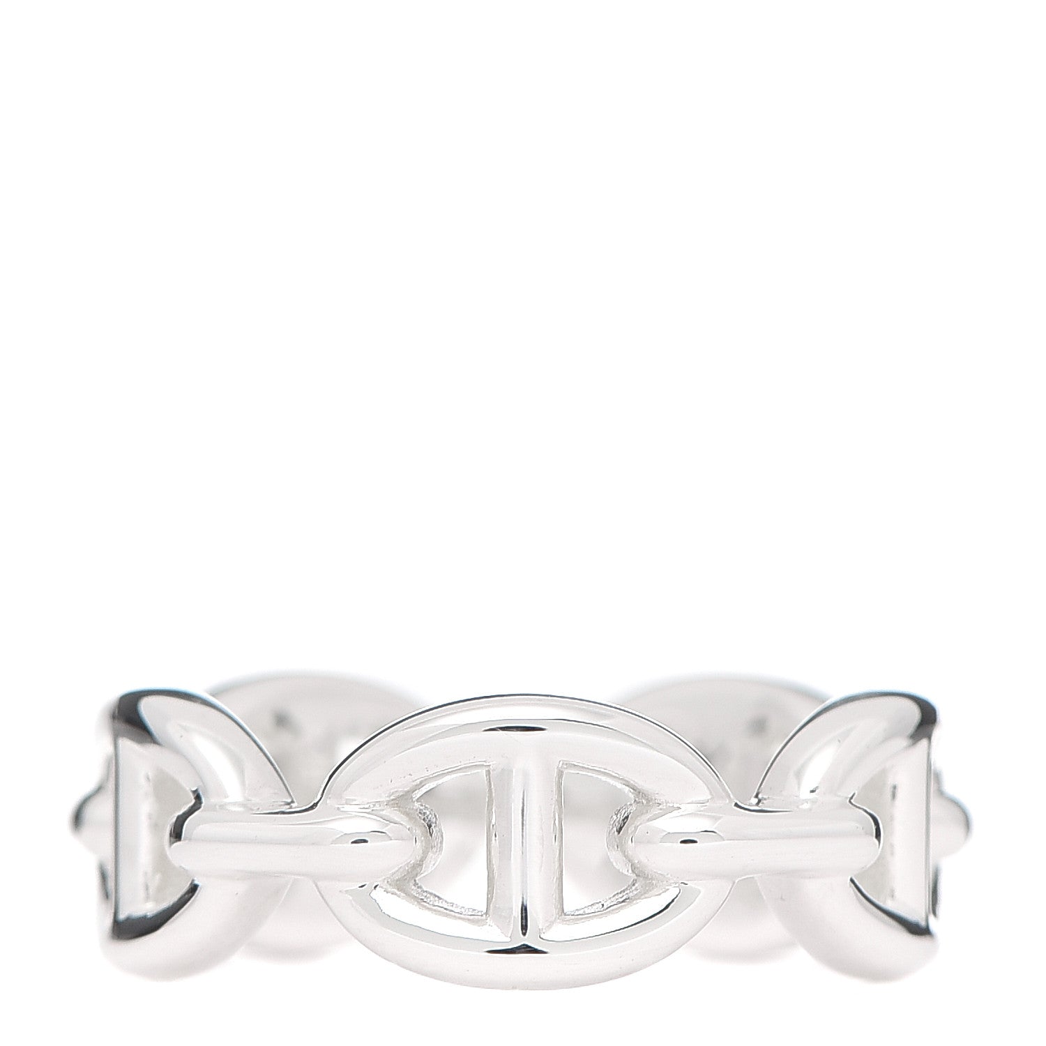 Hermes Sterling Silver PM Chaine d'Ancre Enchainee Band Ring 53 6.25 3 of 6