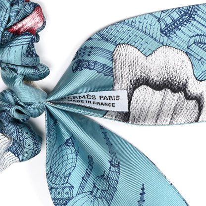 Hermes Silk Twilly Scrunchie Blue 3 of 4