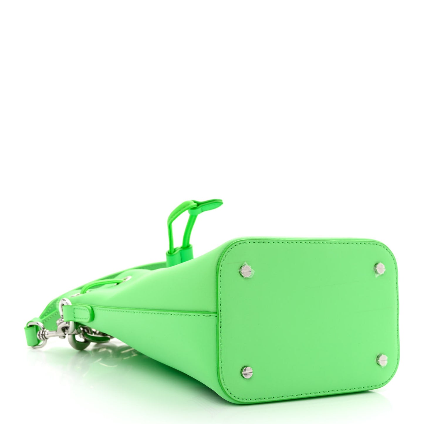 Calfskin Drawstring Logo Bucket Bag Green