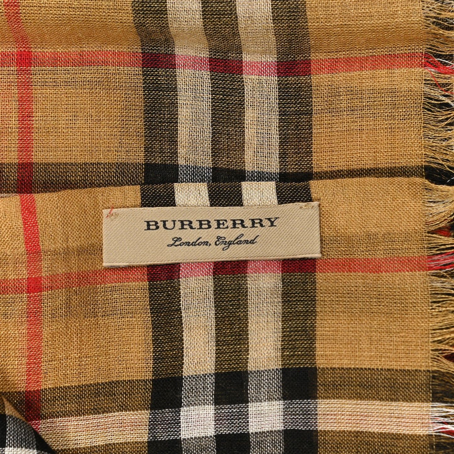 Wool Silk House Check Lightweight Scarf Camel
