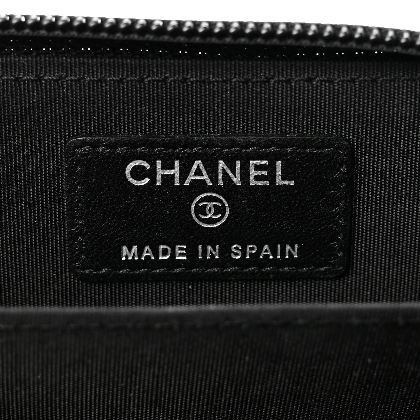 Lambskin Quilted Zip Around Boy Coin Purse Wallet Black Black