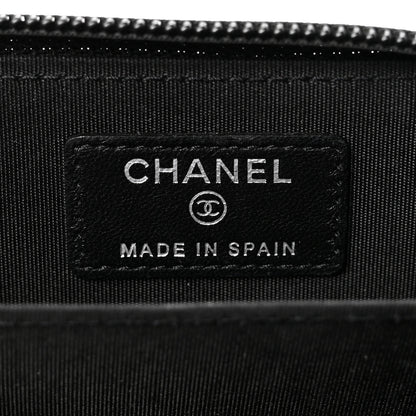 Chanel Lambskin Quilted Zip Around Boy Coin Purse Wallet Black Black 6 of 7