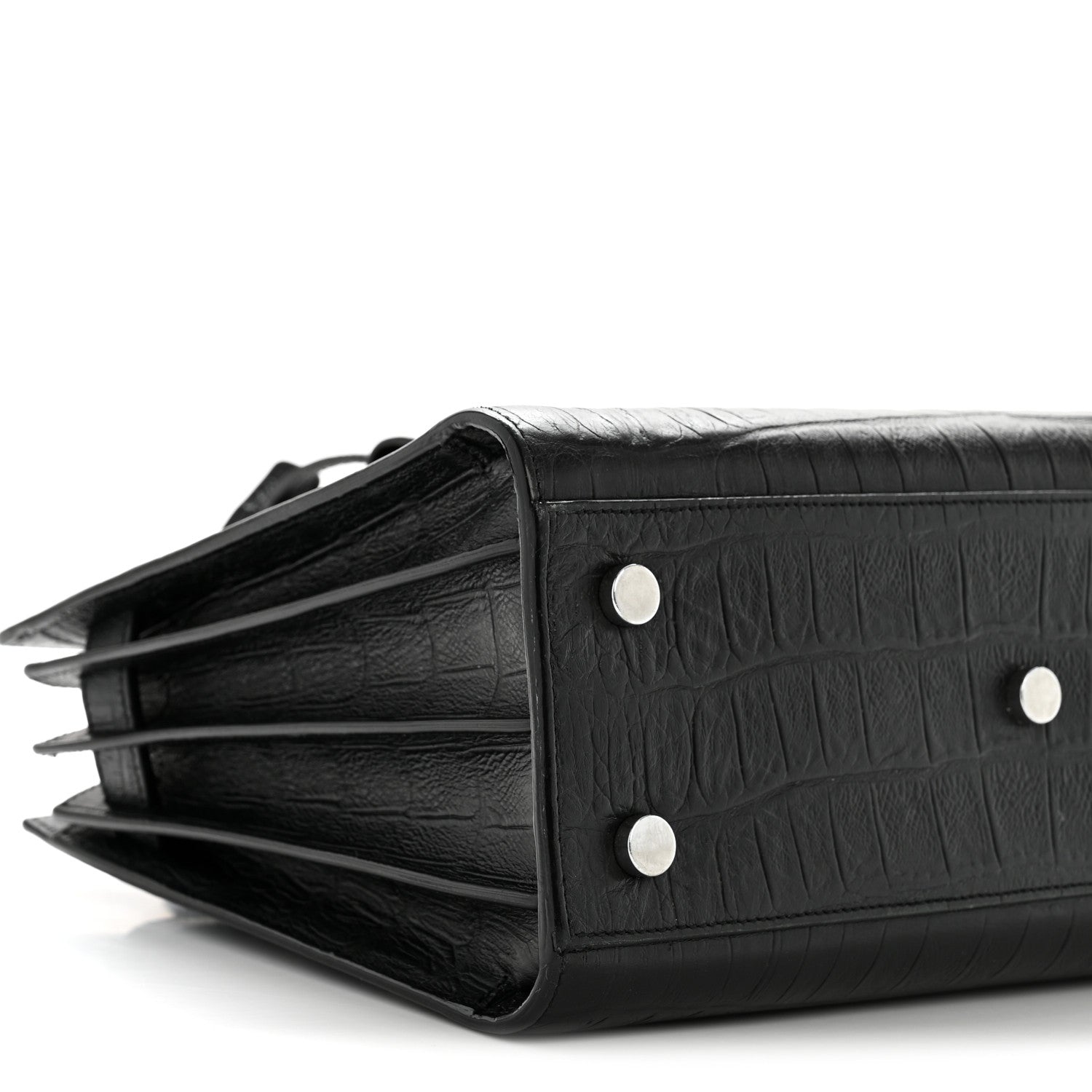 Saint Laurent Calfskin Crocodile Embossed Baby Sac De Jour Black 9 of 14