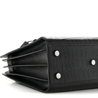 Saint Laurent Calfskin Crocodile Embossed Baby Sac De Jour Black 9 of 14