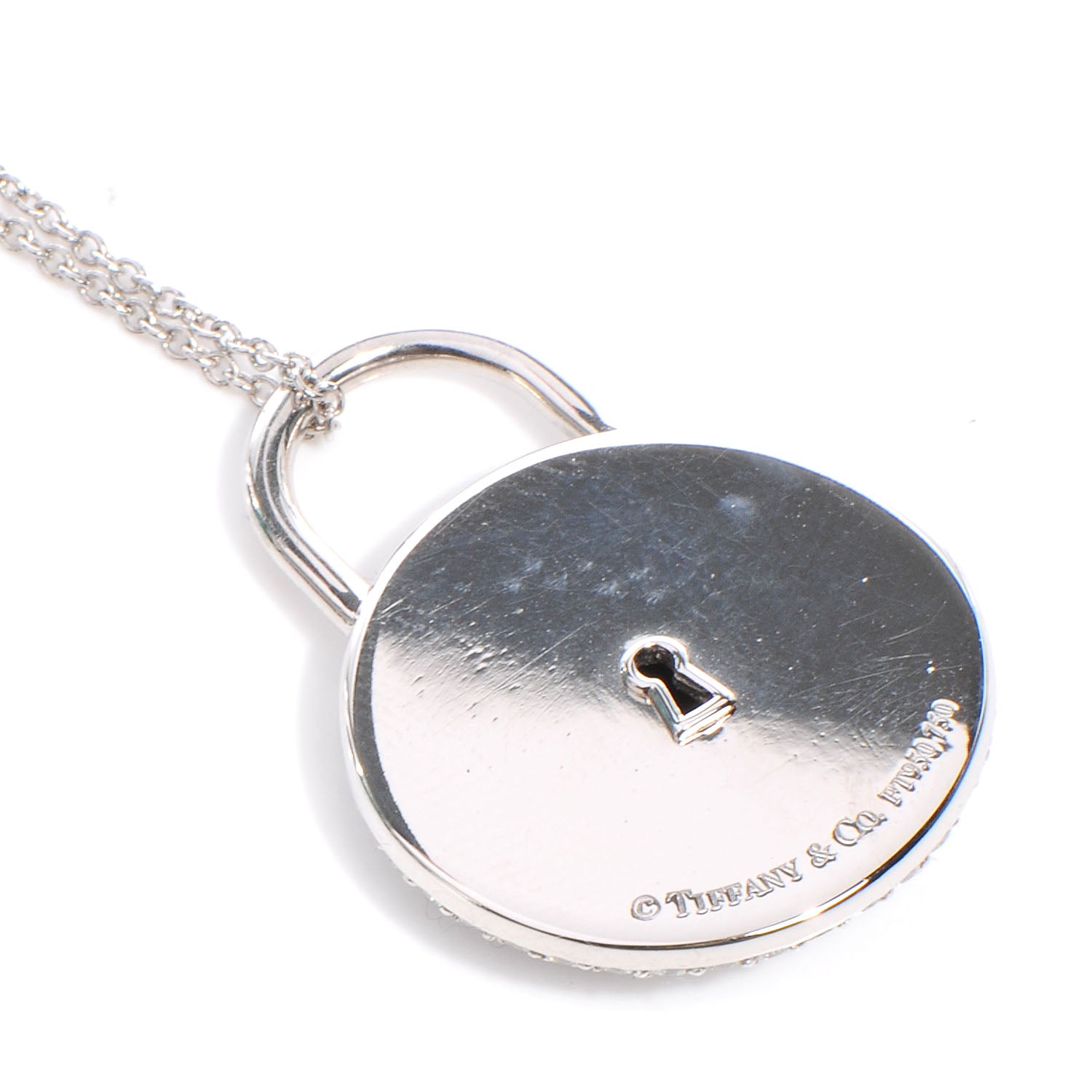 Tiffany Platinum 18K Rose Gold Diamond Vintage Lock Pendant Necklace 5 of 6