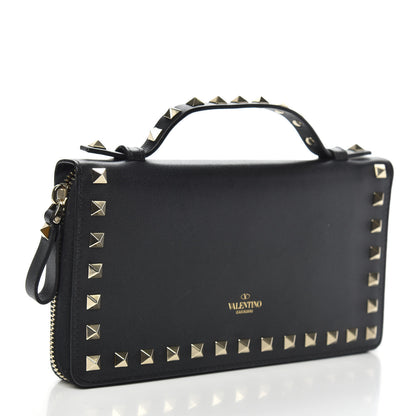 Valentino Garavani Vitello Rockstud Top Handle Travel Wallet Black 3 of 9