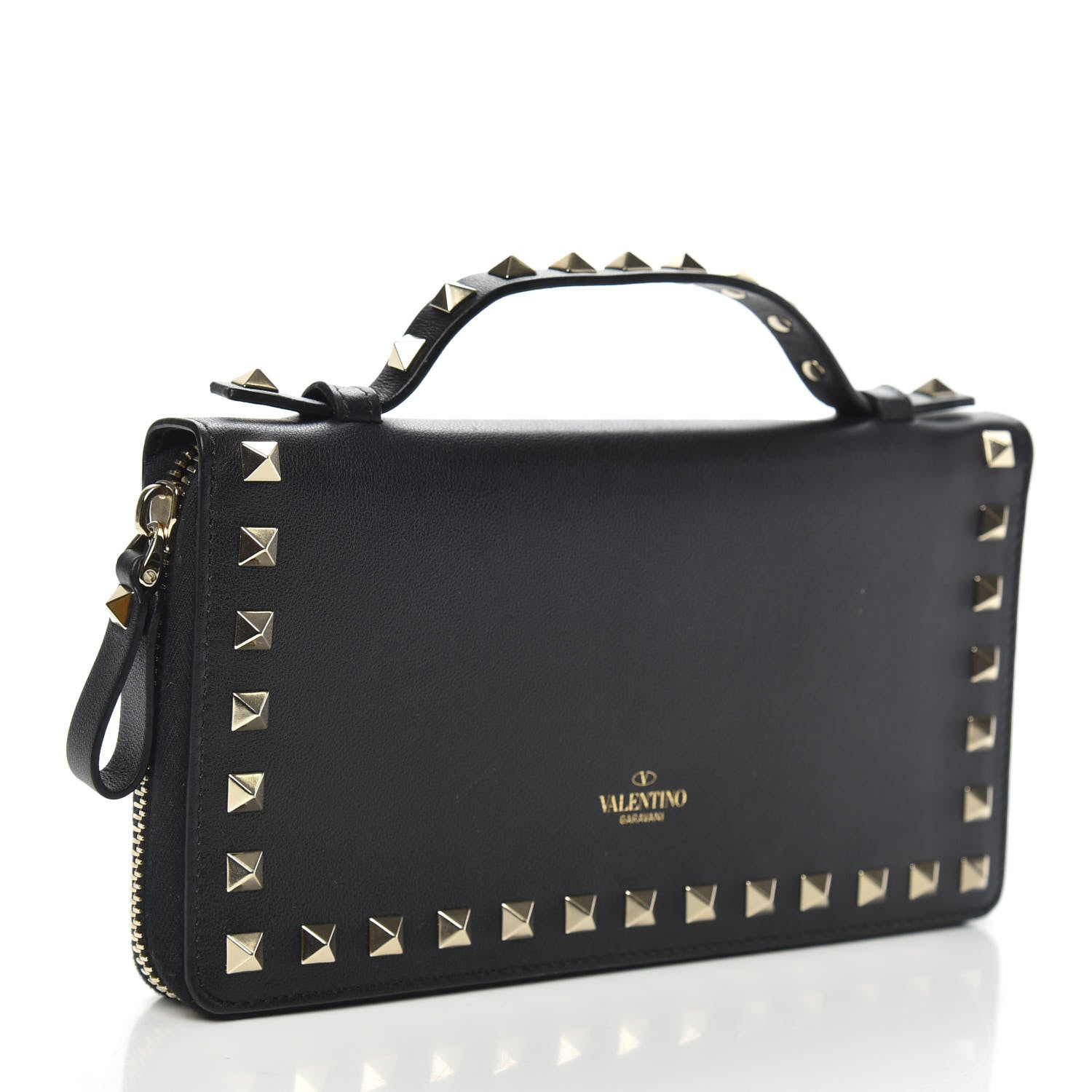 Valentino Garavani Vitello Rockstud Top Handle Travel Wallet Black 3 of 9