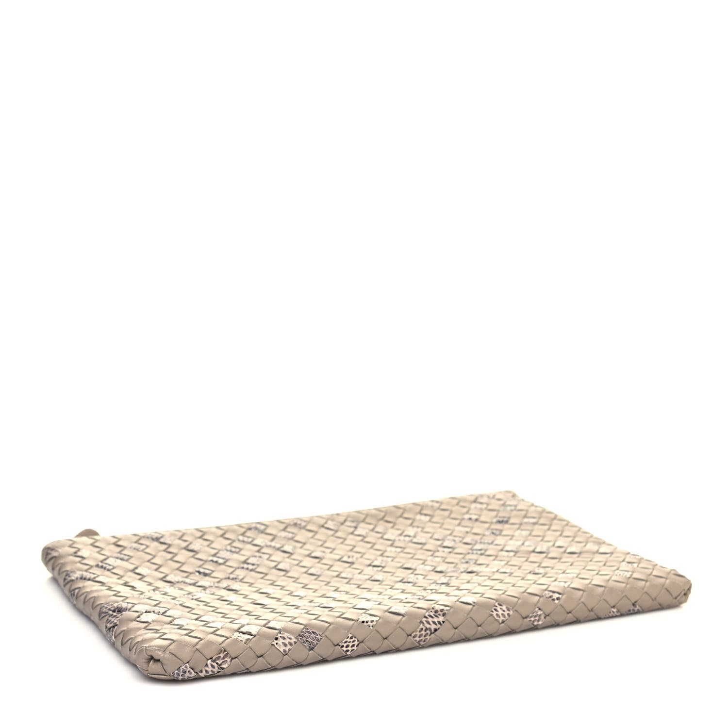 Bottega Veneta Nappa Intrecciato Elaphe Large Flat Zip Billetto Pouch Mink 4 of 12