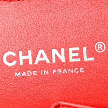 Chanel Patent Calfskin Quilted Bi-Color Medium Double Flap Black Red 6 of 10