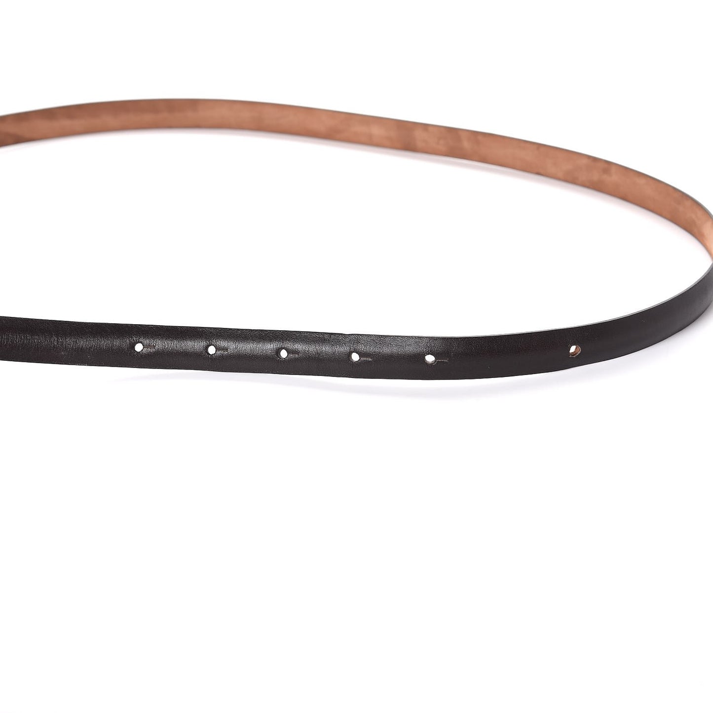 Calfskin Horsebit Skinny Belt 80 32 Dark Brown