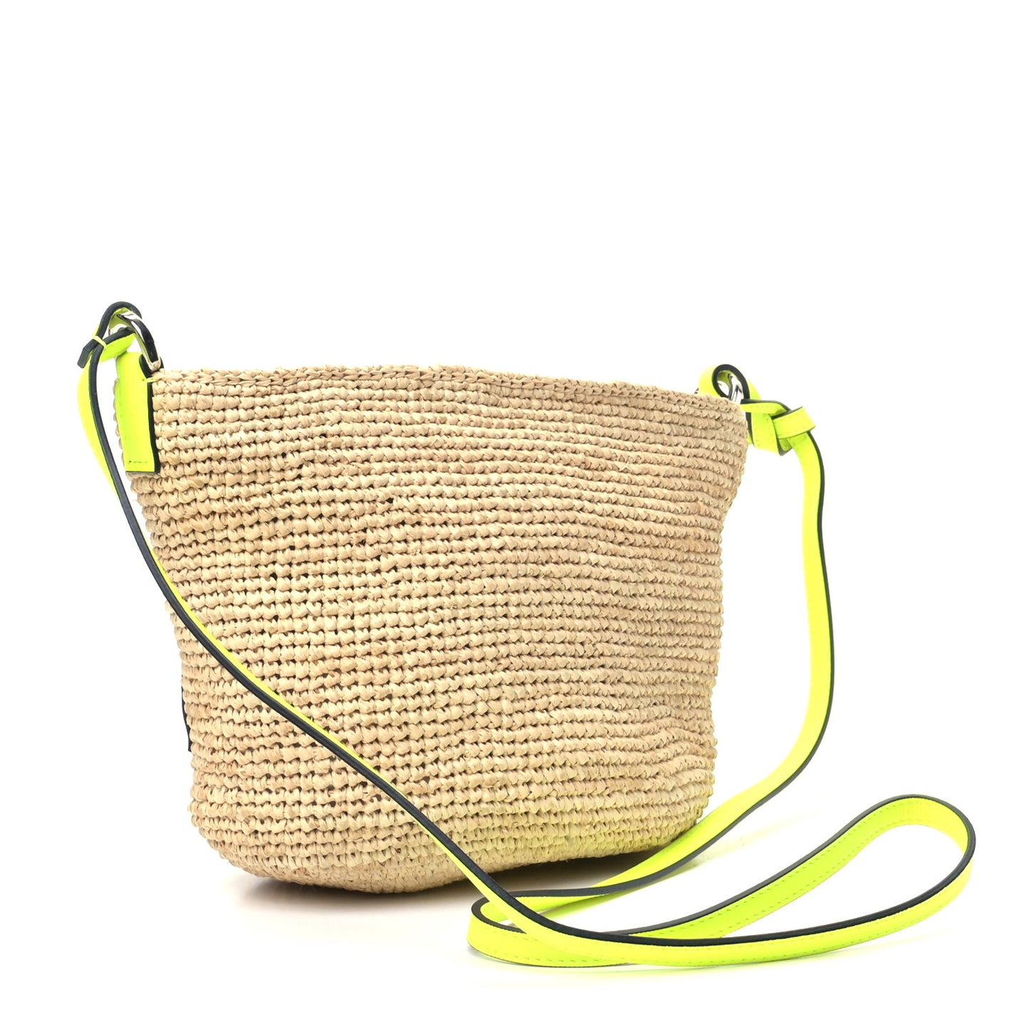 Raffia Crossbody Bag Natural Neon Yellow